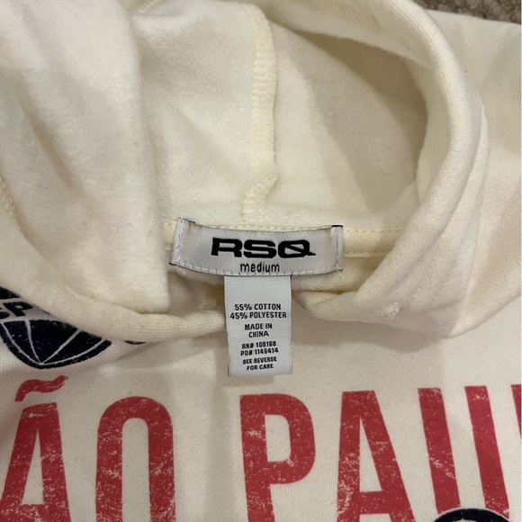 RSQ Cream Hoodie with Red Accents - Picture 2 of 3